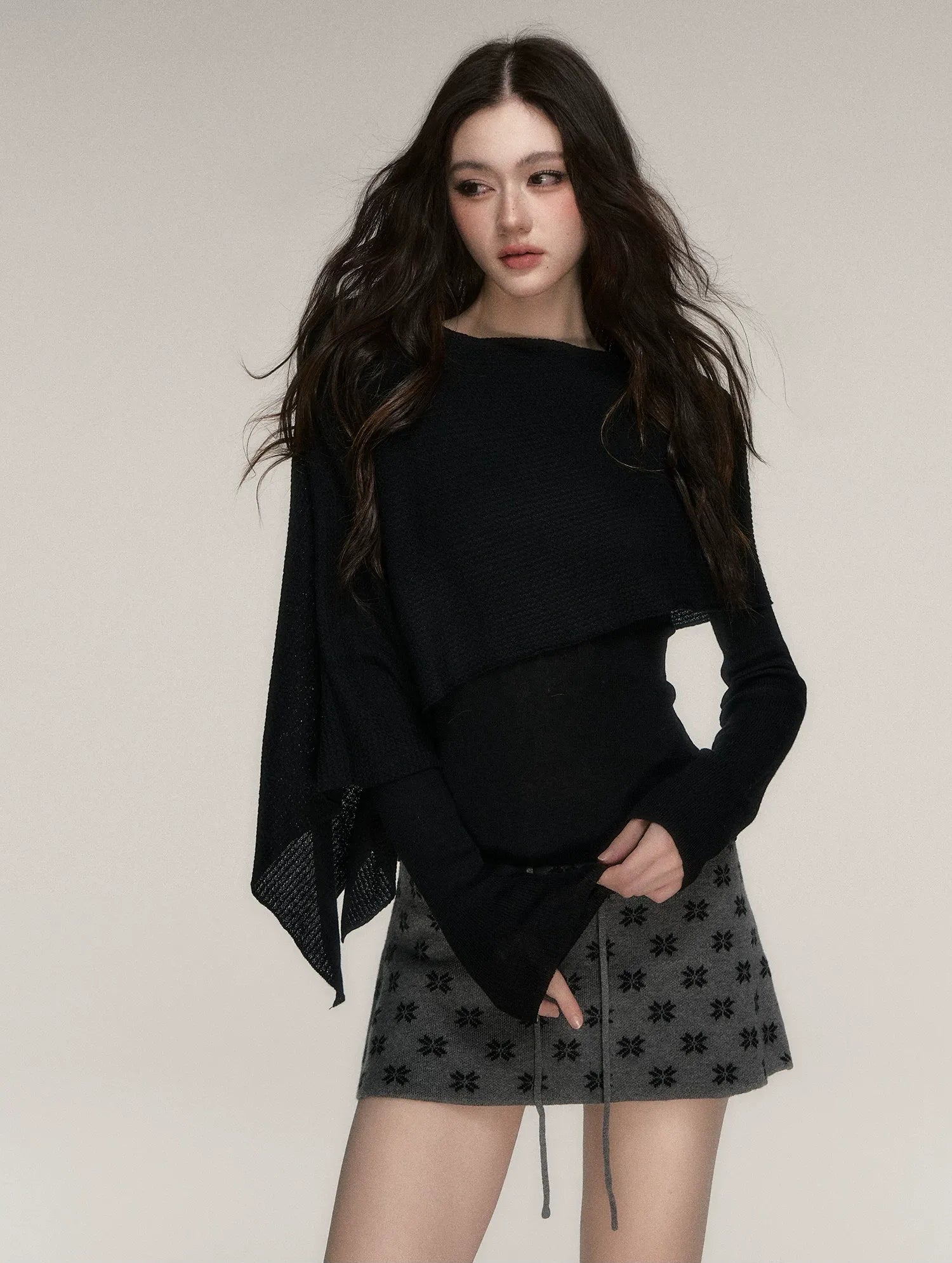 Stretch Shawl Cape Sweater