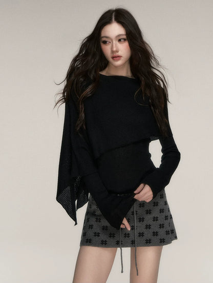 Stretch Shawl Cape Sweater