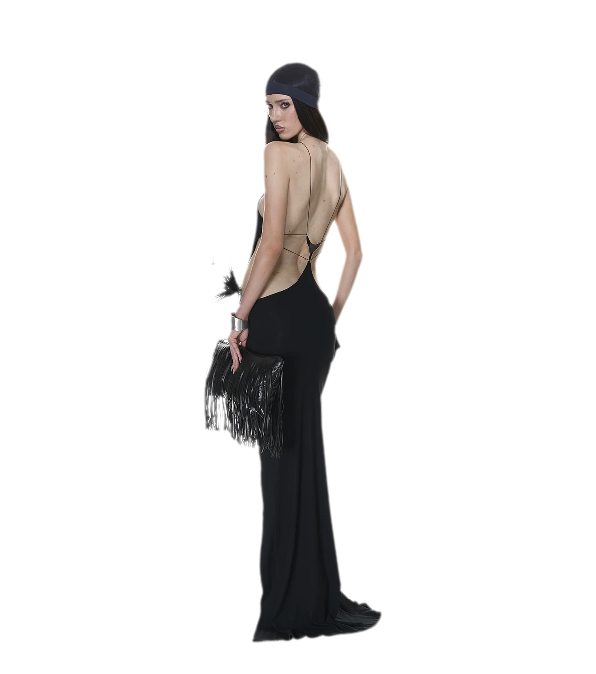 Backless Halter Slit Dress