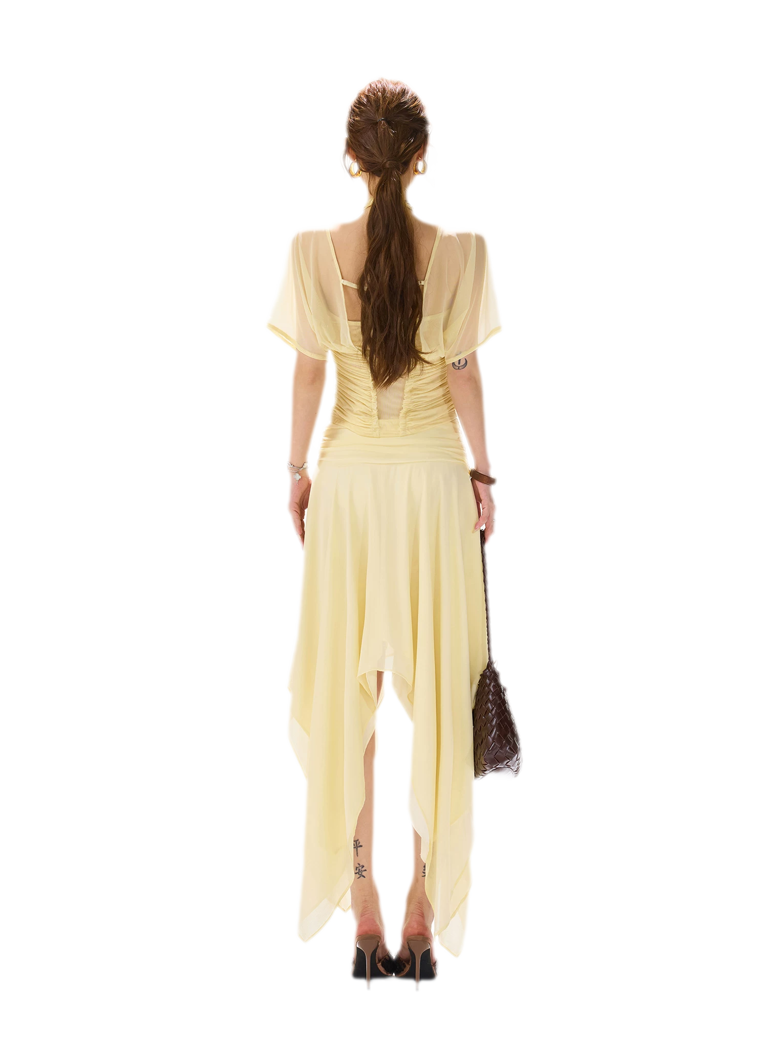 Lace Panel Irregular Skirt