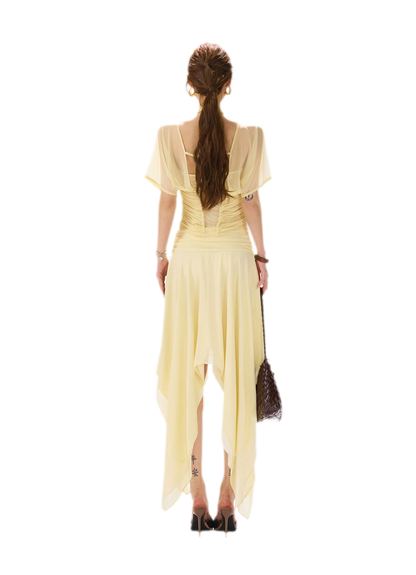 Lace Panel Irregular Skirt