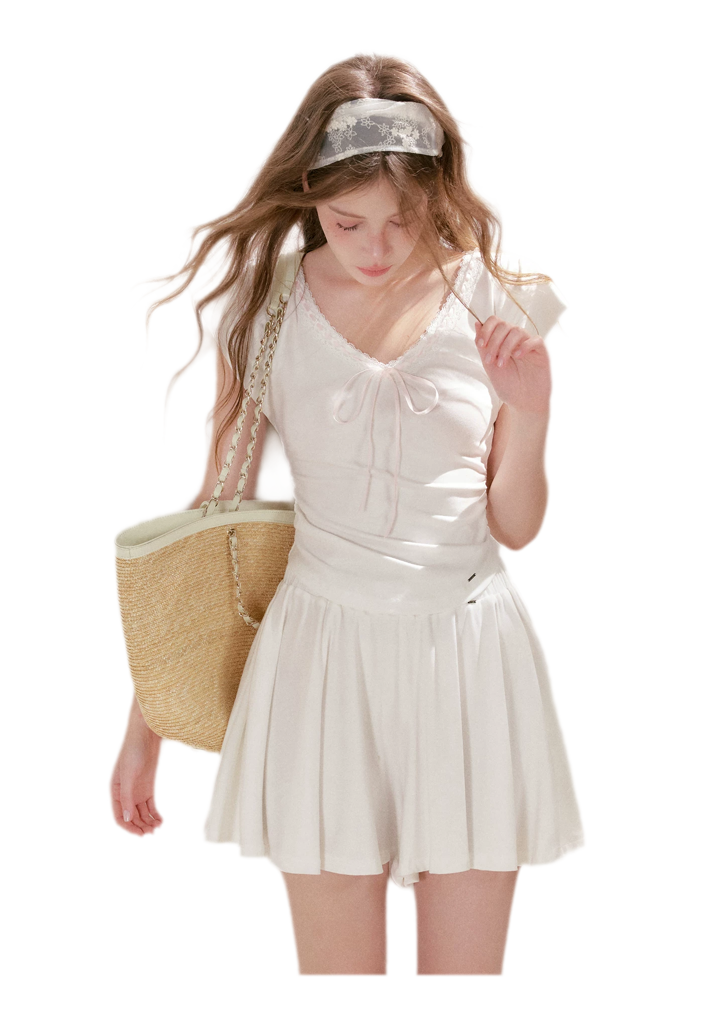Lace Trim Skort Set