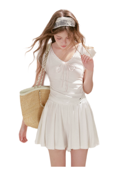 Lace Trim Skort Set