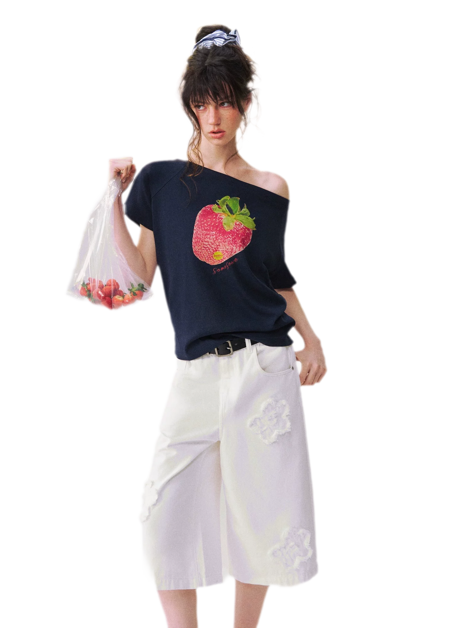 Dopamine Strawberry One-Shoulder Tee
