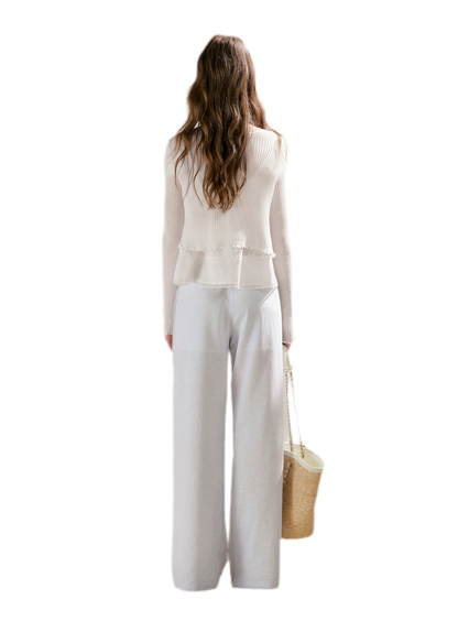 Lyocell Ribbed Tie-Front Cardigan