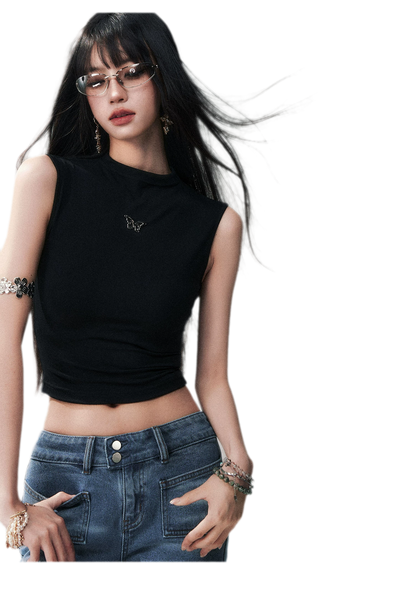 Sleeveless High Neck Tee