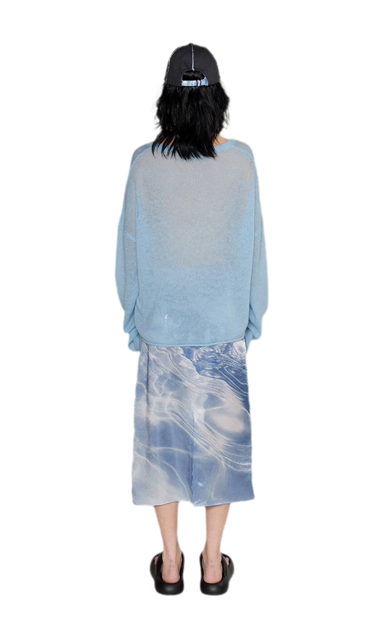 Pullover in mohair effetto consumato con strass