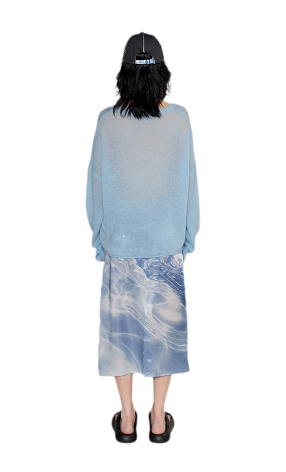 Pullover in mohair effetto consumato con strass