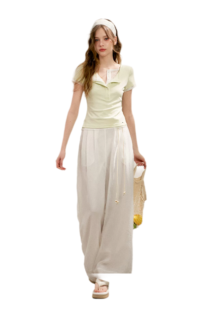 Double-Layer Collar Lace T-Shirt
