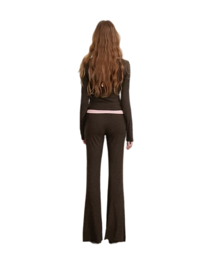 Contrast Tie Layered Pants Set