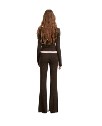Contrast Tie Layered Pants Set