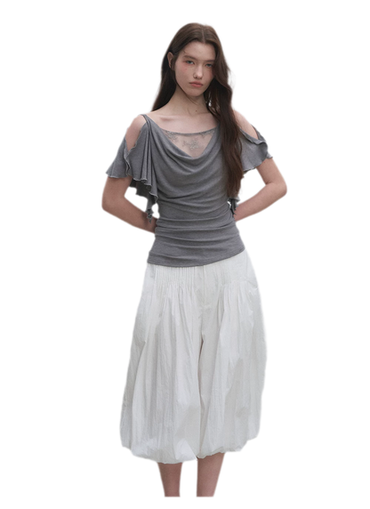 Tencel Lace Cowl Neck Top