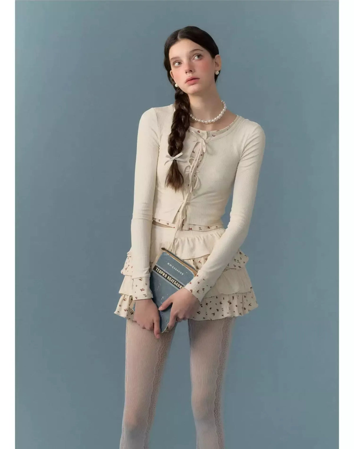 Contrast Floral Knit Set