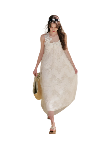 Sleeveless Mesh Lace Dress