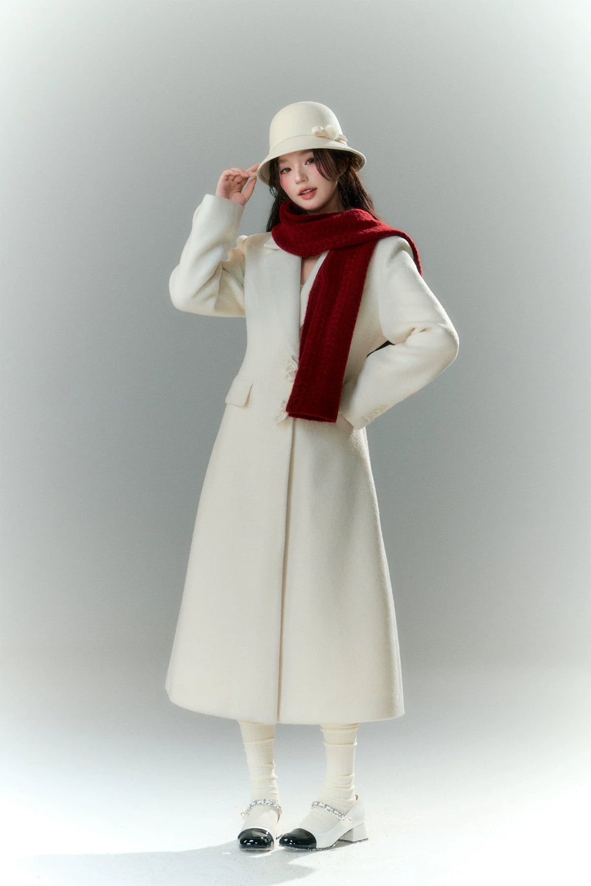 Long-Pile Wool Cape Coat