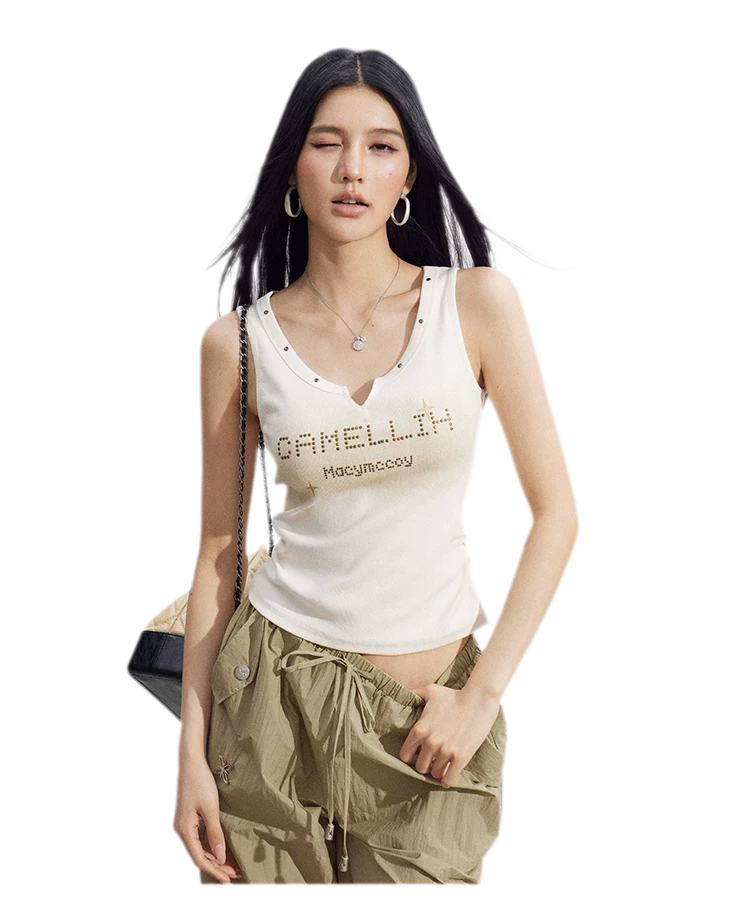 Rhinestone V-Neck Tank