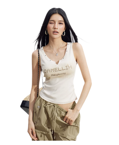 Rhinestone V-Neck Tank