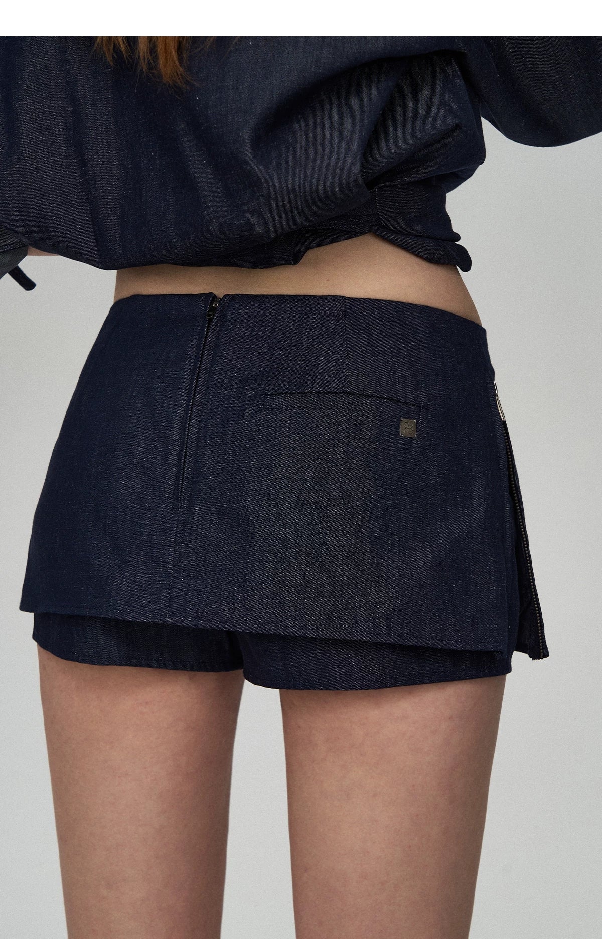 Tencel Linen Denim Shirt &amp; Low-Waist Skirt