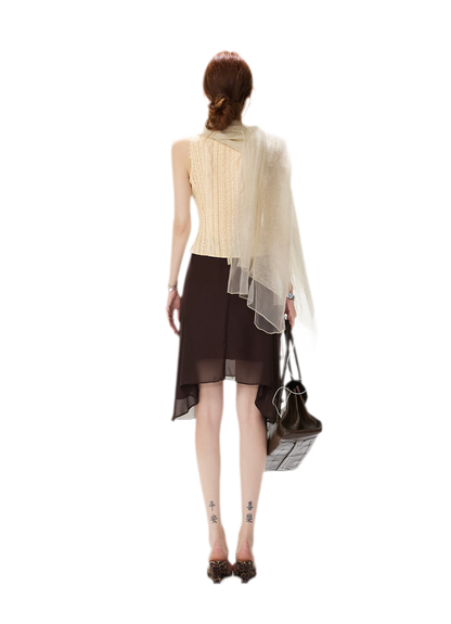 Drapey Asymmetrical Midi Skirt