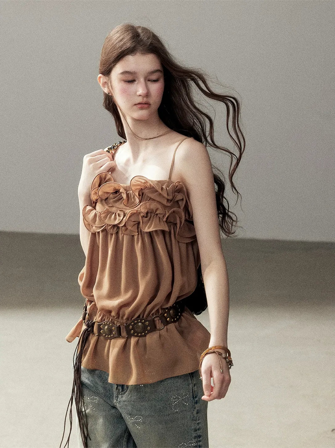 Chiffon Ruffle Cami Top
