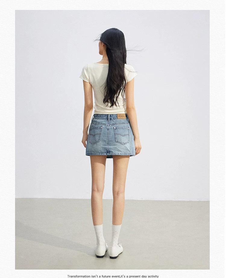 Candy Color U-Neck Short Sleeve T-Shirt