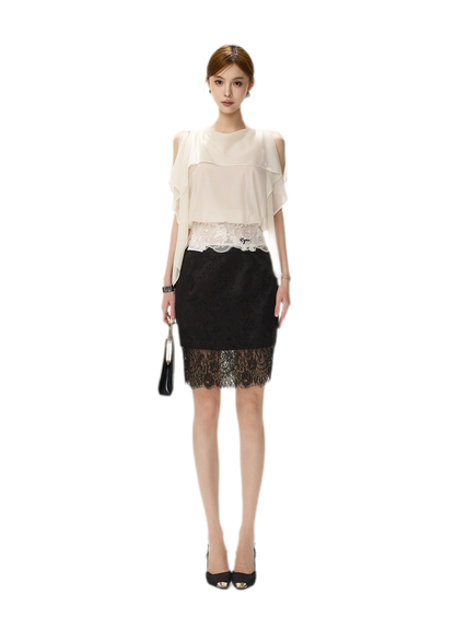 Off-Shoulder Chiffon Blouse
