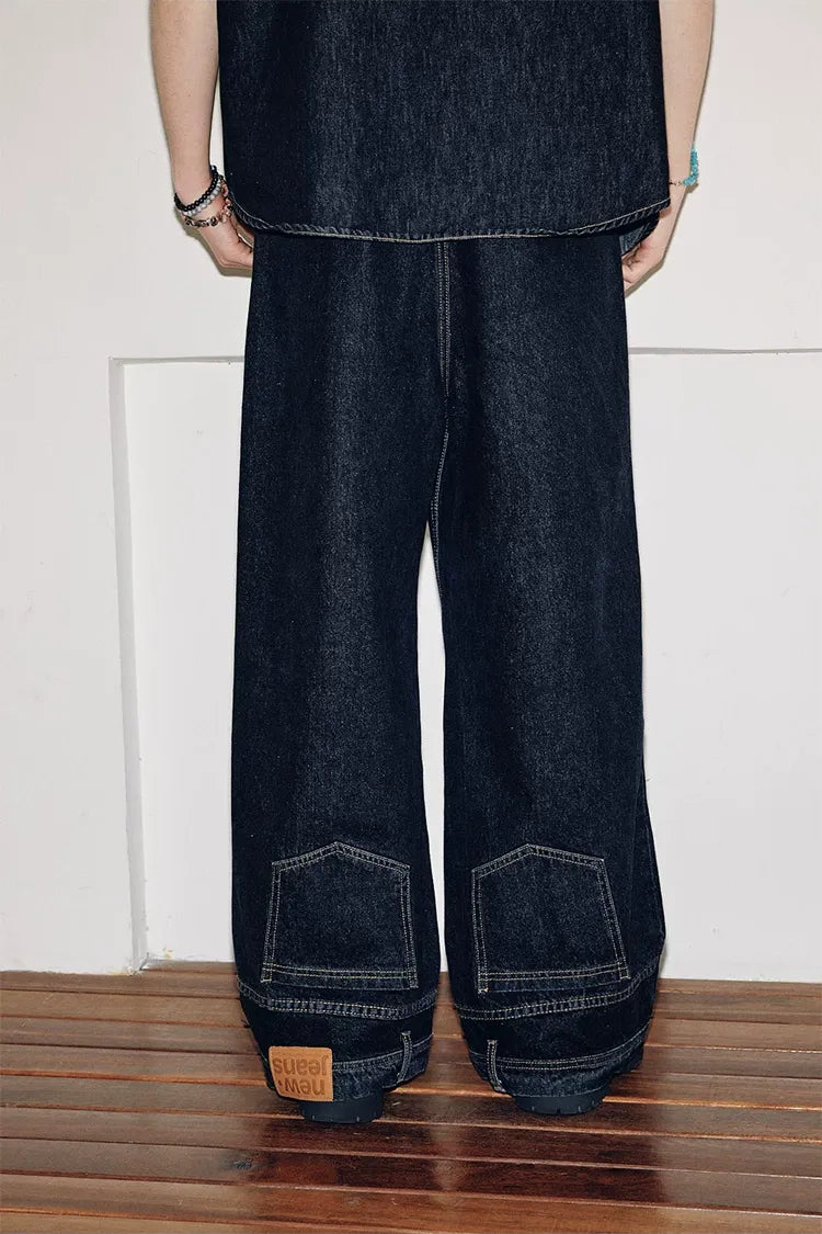 Washed Denim Wide-Leg Jeans