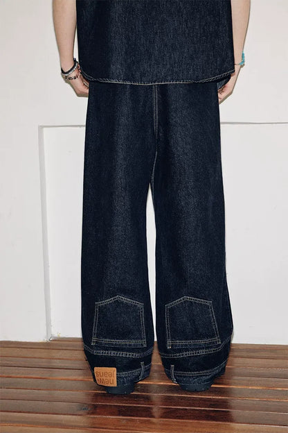 Washed Denim Wide-Leg Jeans