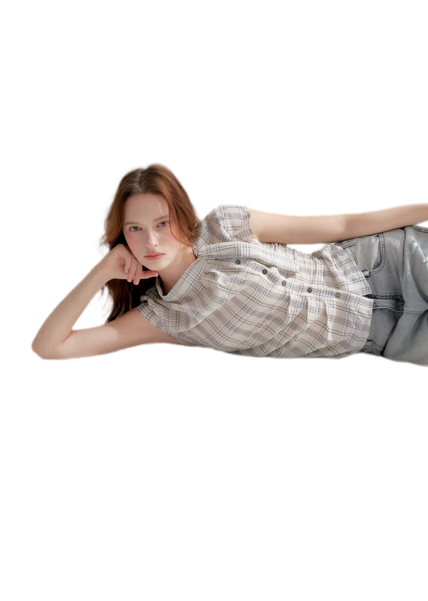 Lyocell Plaid Tie Shirt