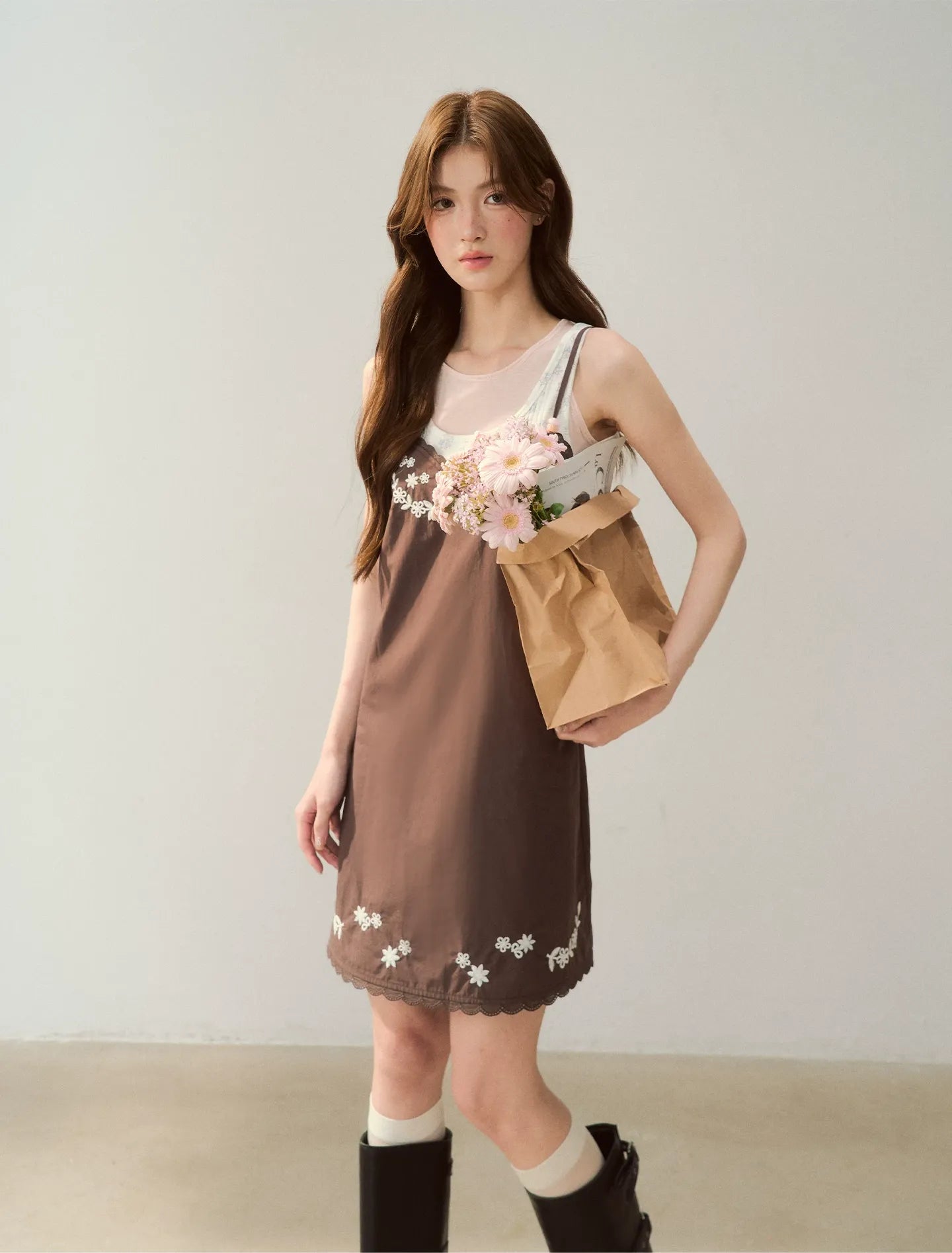 Cotton Embroidered Cami Dress