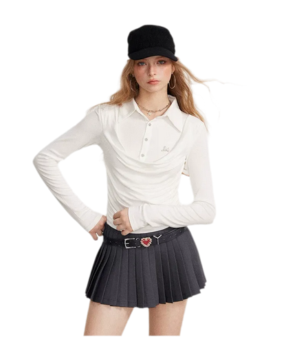 Ruched Layered Polo Top