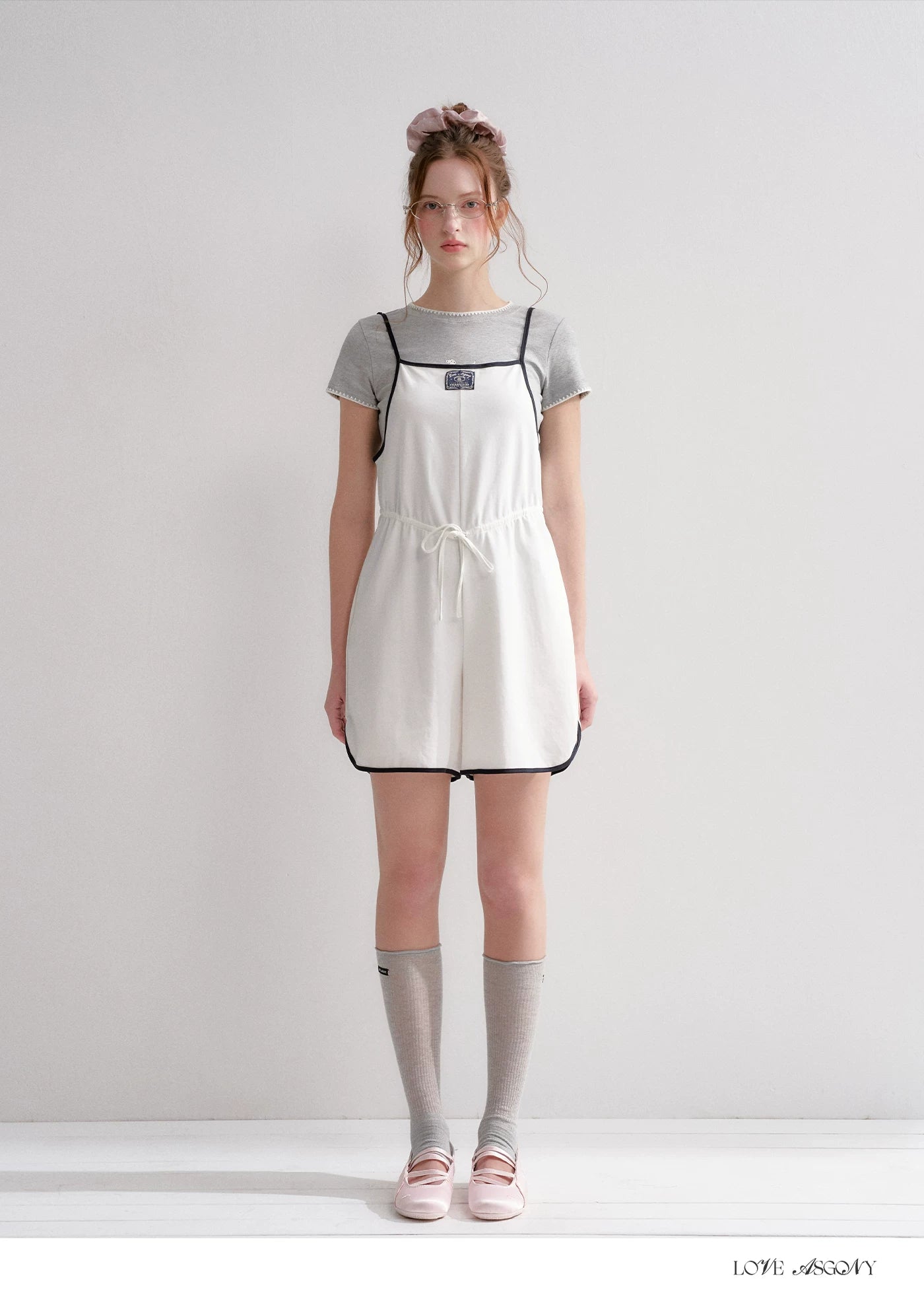Contrast Piping Drawstring Waist Jumpsuit