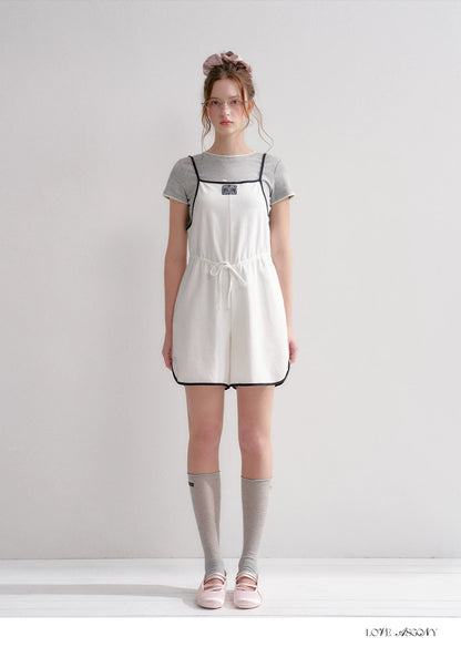 Contrast Piping Drawstring Waist Jumpsuit