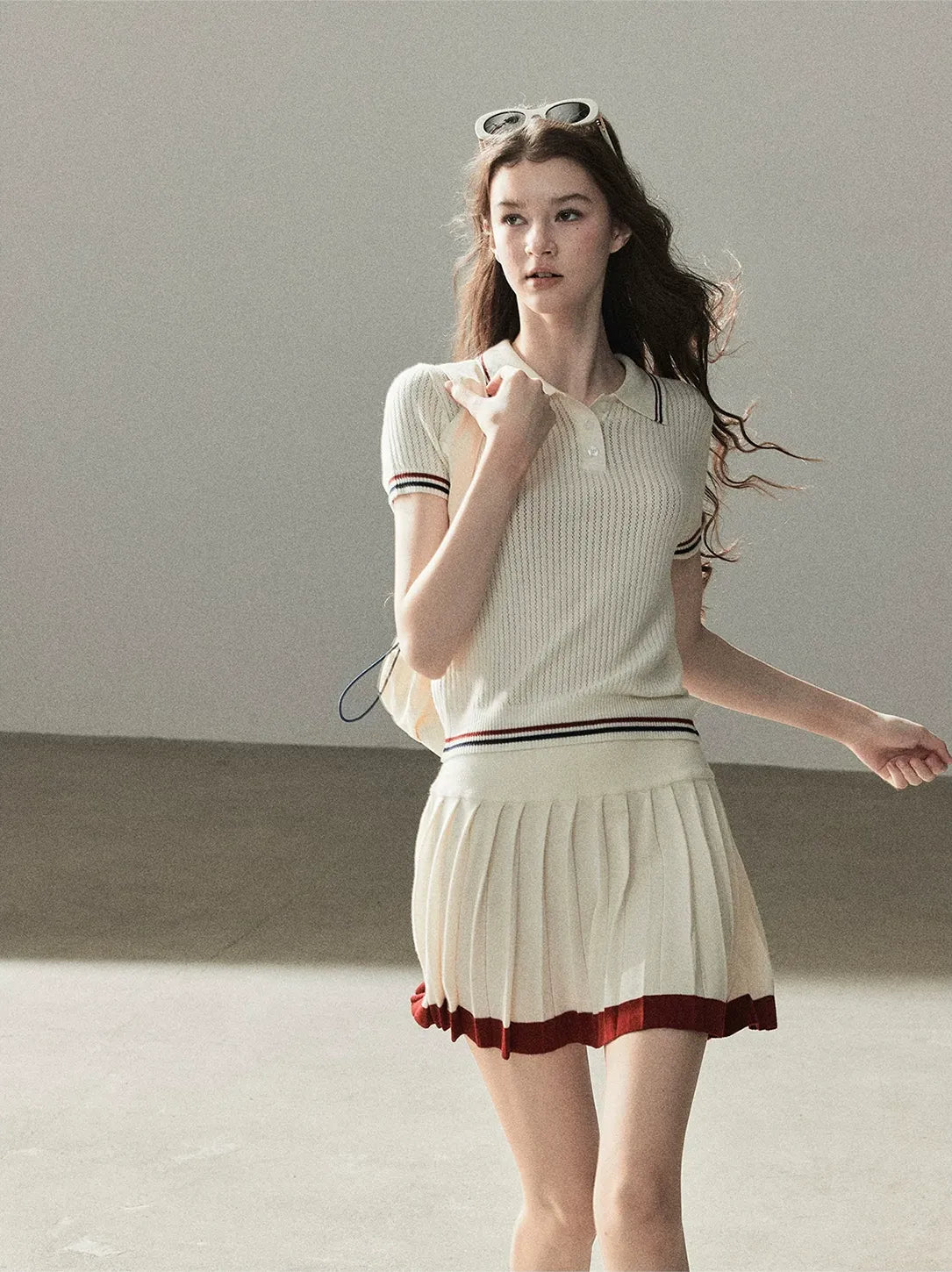 Ribbed Knit Polo Set