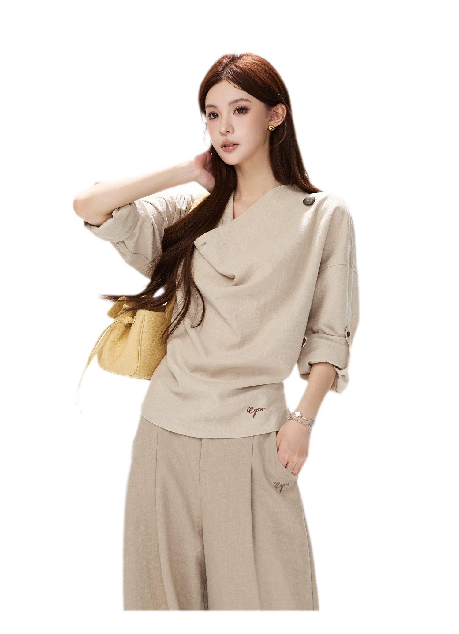 Textured Draped Oversized Shirt