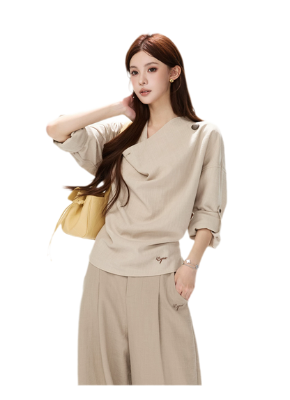 Textured Draped Oversized Shirt