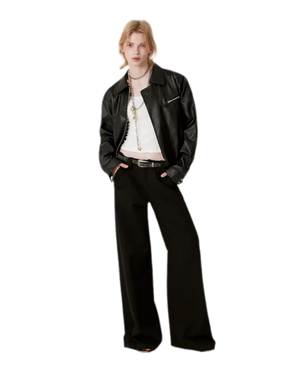 Textured Oversized Leather-Look Jacket