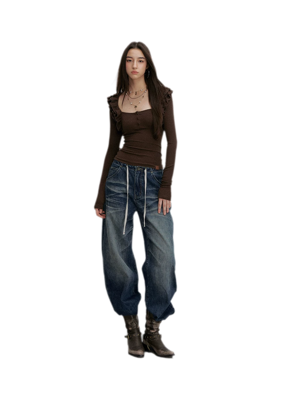 Vintage Wash Wide-Leg Jeans
