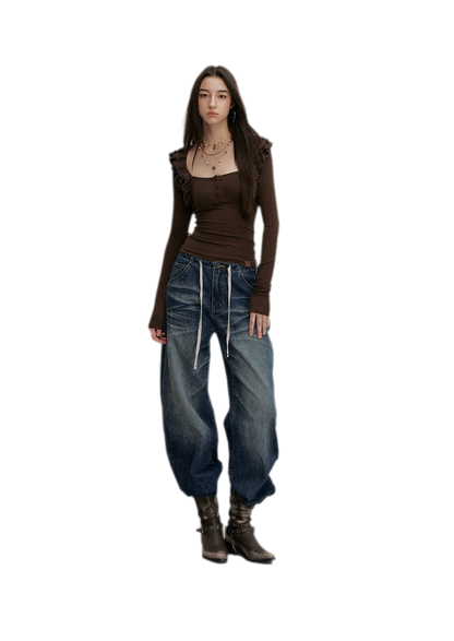 Vintage Wash Wide-Leg Jeans