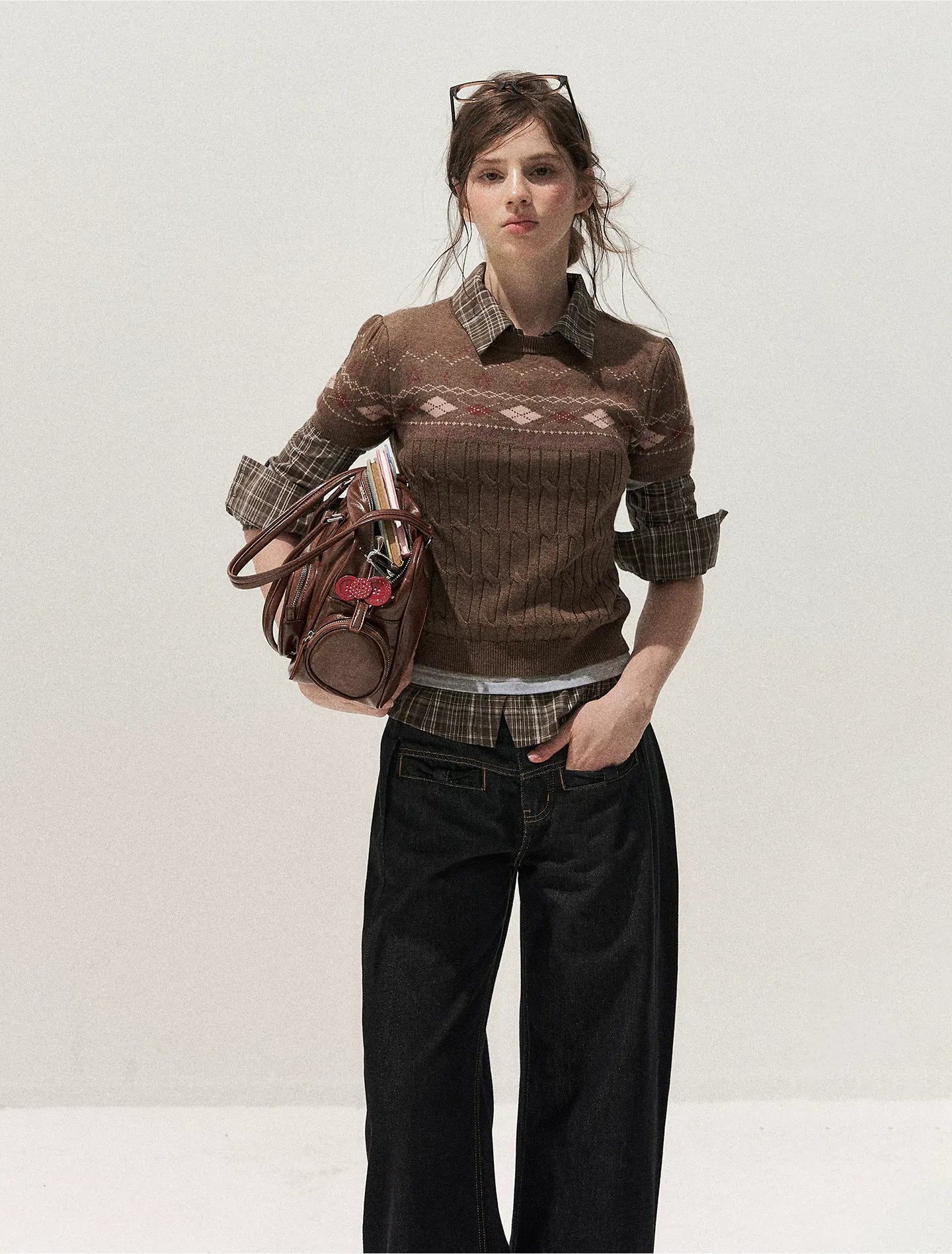 Fair Isle Cropped Knit Sweater