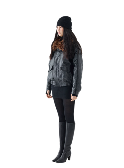Oil-Wax Cropped PU Jacket