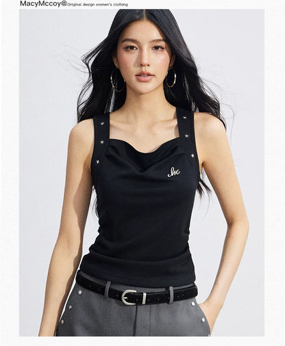 Star Pleated Sleeveless Top