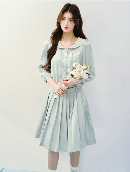 Mint Chronicle Navy Collar Embroidered Set