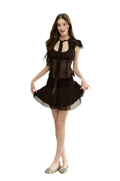 Faux Silk Top Skirt