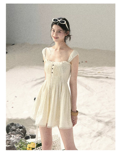 "Gap of Floral Tassels" French Style Lace Ruffled