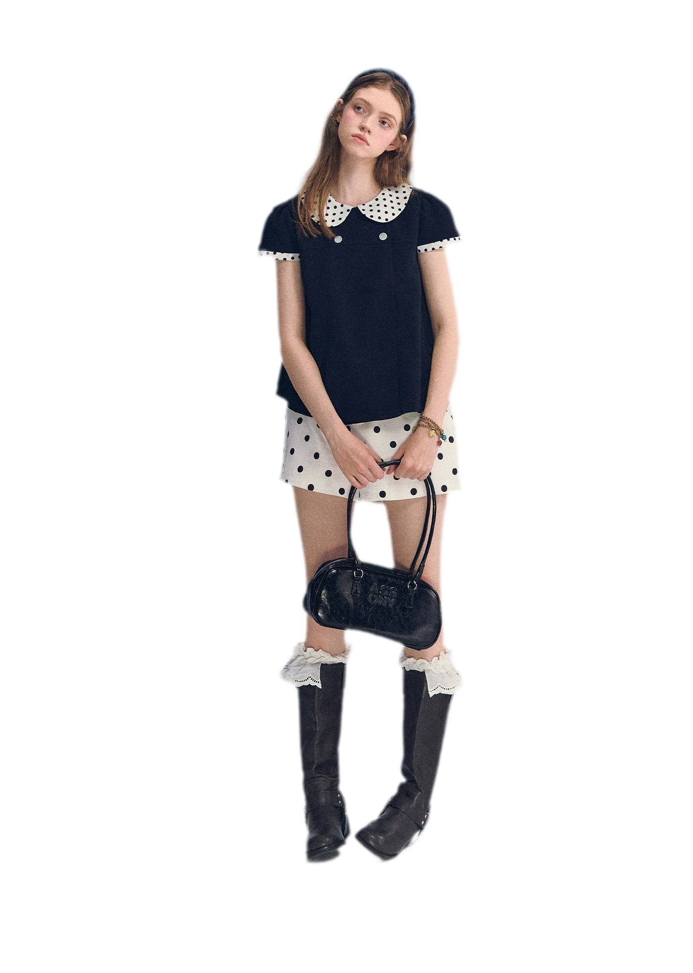 Polka Dot Doll Collar Top