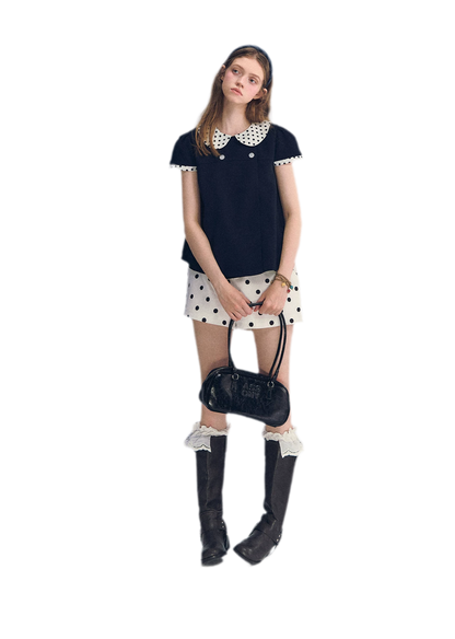 Polka Dot Doll Collar Top