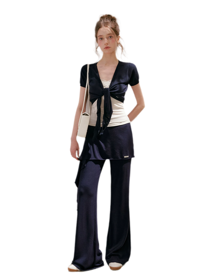 Wrap Tie Flared Pants