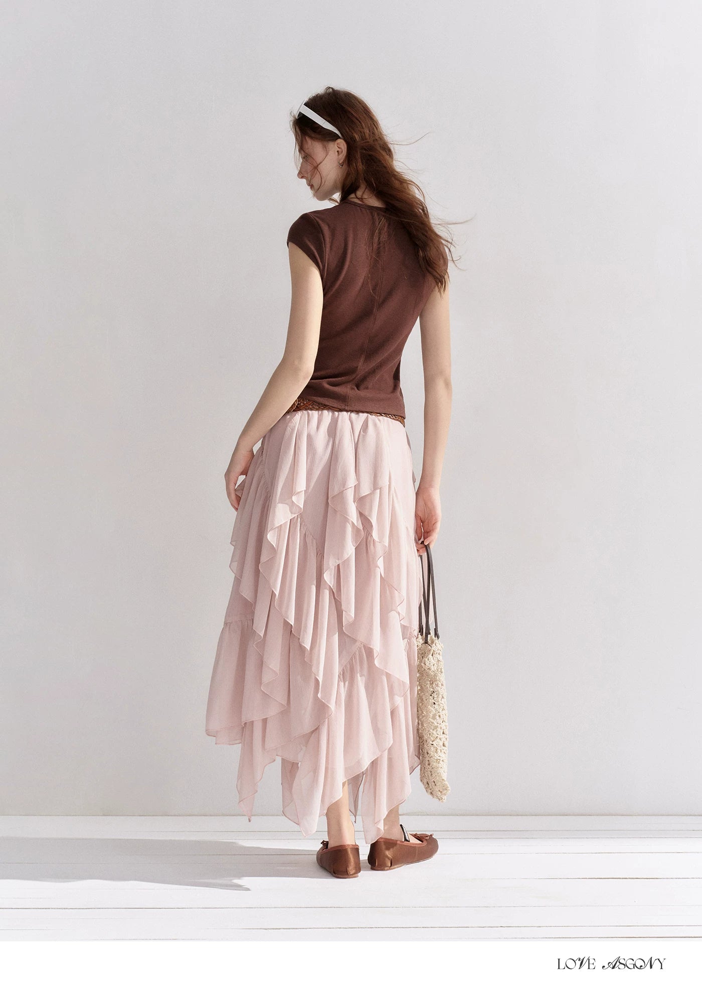 Irregular Ruffle Edge Chiffon Skirt