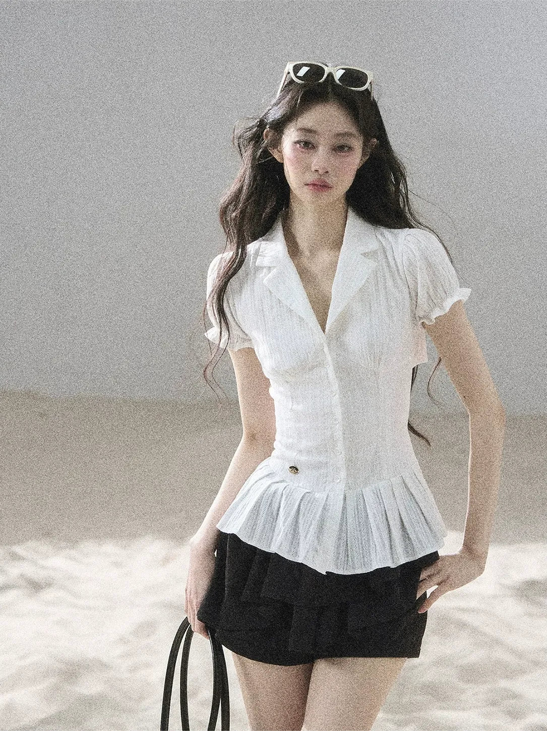 Textured Puff Sleeve Blouse
